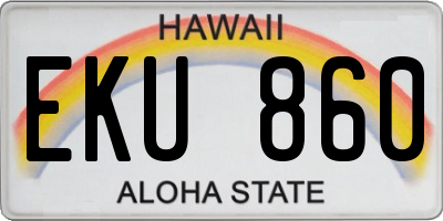 HI license plate EKU860