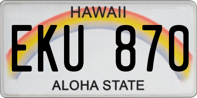 HI license plate EKU870