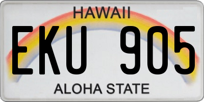 HI license plate EKU905