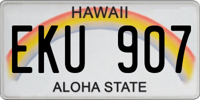 HI license plate EKU907