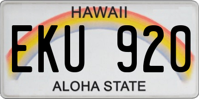 HI license plate EKU920