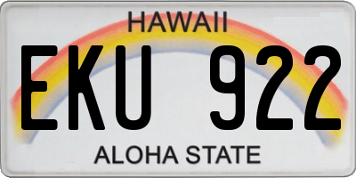 HI license plate EKU922