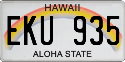 HI license plate EKU935