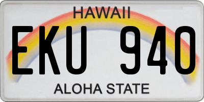 HI license plate EKU940