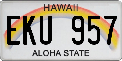 HI license plate EKU957