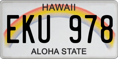 HI license plate EKU978