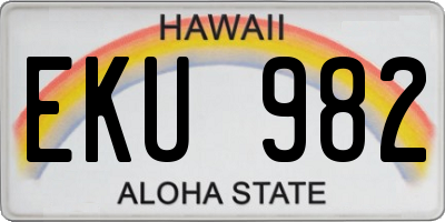 HI license plate EKU982