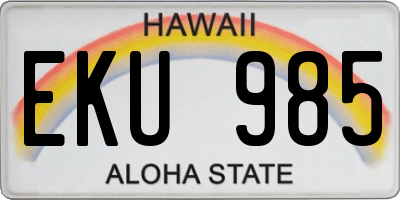 HI license plate EKU985