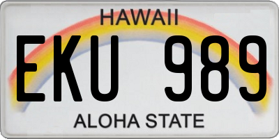 HI license plate EKU989