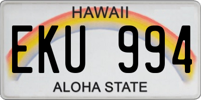 HI license plate EKU994