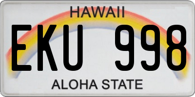 HI license plate EKU998