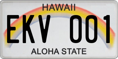HI license plate EKV001