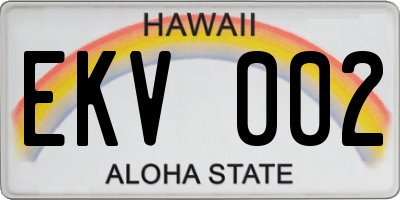 HI license plate EKV002
