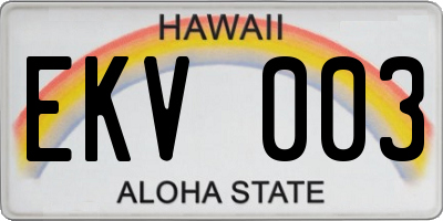 HI license plate EKV003