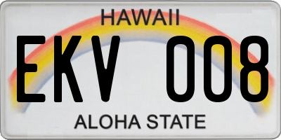 HI license plate EKV008