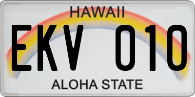 HI license plate EKV010