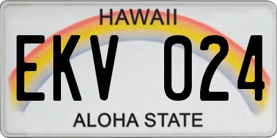 HI license plate EKV024