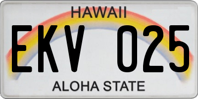 HI license plate EKV025