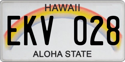 HI license plate EKV028