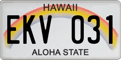 HI license plate EKV031