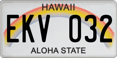 HI license plate EKV032