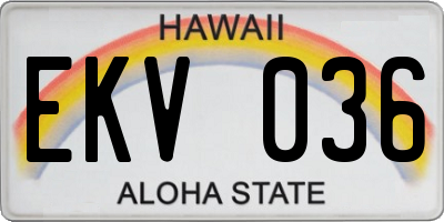 HI license plate EKV036