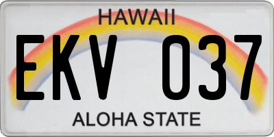 HI license plate EKV037