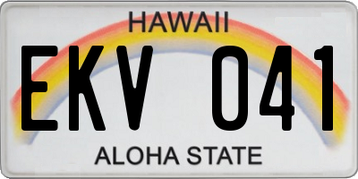 HI license plate EKV041