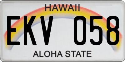 HI license plate EKV058