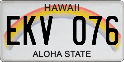 HI license plate EKV076