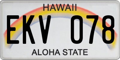 HI license plate EKV078