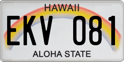 HI license plate EKV081