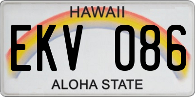 HI license plate EKV086