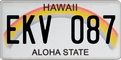 HI license plate EKV087
