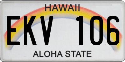 HI license plate EKV106