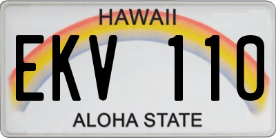 HI license plate EKV110