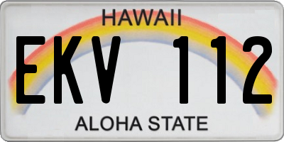 HI license plate EKV112