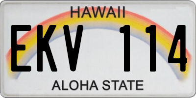 HI license plate EKV114