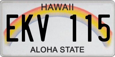 HI license plate EKV115