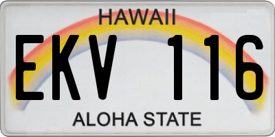 HI license plate EKV116