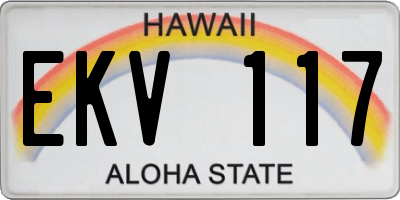 HI license plate EKV117