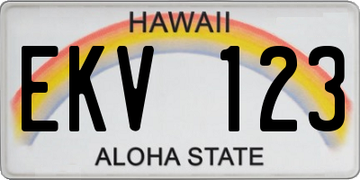 HI license plate EKV123