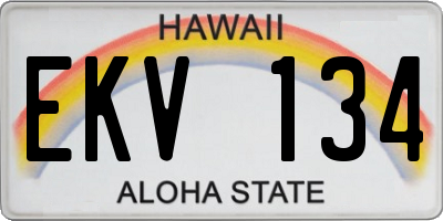 HI license plate EKV134