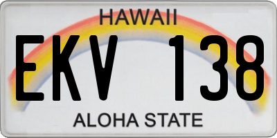 HI license plate EKV138