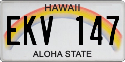 HI license plate EKV147