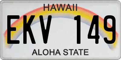 HI license plate EKV149