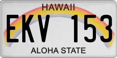 HI license plate EKV153