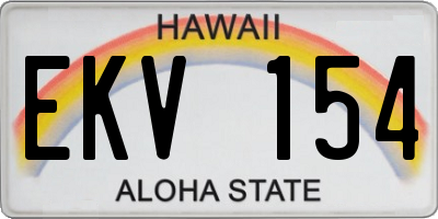 HI license plate EKV154