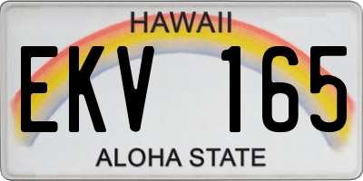 HI license plate EKV165