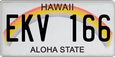 HI license plate EKV166